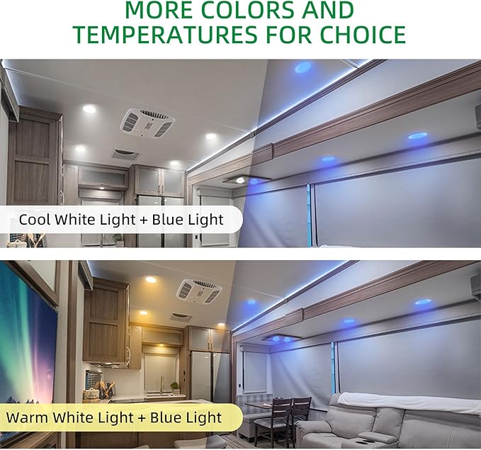 RV Ceiling Light 12V, 4.5Inch RV Light Interior, Dimmable Puck Dome Lights for Motorhome Boat Trailer (Warm White 2Pack)