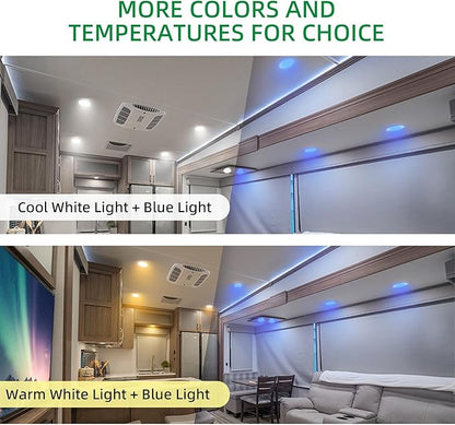 RV Ceiling Light 12V, 4.5Inch RV Light Interior, Dimmable Puck Dome Lights for Motorhome Boat Trailer (Cool White 2Pack)
