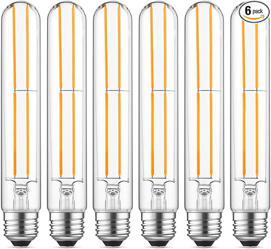 Gozelux Dimmable E26 Light Bulb 6W Equal 60 watt LED Light Bulbs AC120V Warm White 2700K Edison 60 Watt 750LM T10 Bulb for Rustic Pendant, Industrial Pipe, Wall Sconces, Vanity, Pack of 6