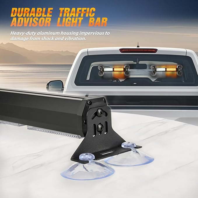 Nilight 40LED Amber White Emergency Strobe Traffic Advisor Light Bar with Suction Cups Dash Safety Warning Hazard Flashing Lights Interior Front/Rear Windshield for Trucks Construction Vehicles