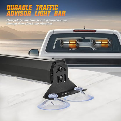 Nilight 40LED Amber White Emergency Strobe Traffic Advisor Light Bar with Suction Cups Dash Safety Warning Hazard Flashing Lights Interior Front/Rear Windshield for Trucks Construction Vehicles