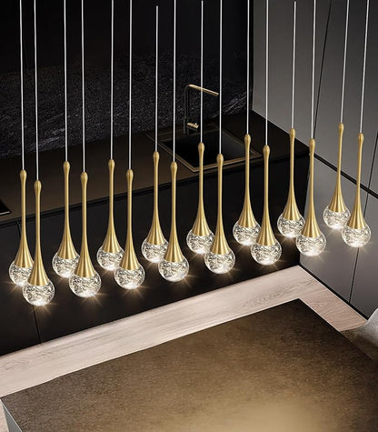 16 Lights Modern Glam Crystal Chandelier for High Ceiling LED Dimmable Pendant Light for Staircase Foyer Enterway Living Room Chandelier Lighting Gold
