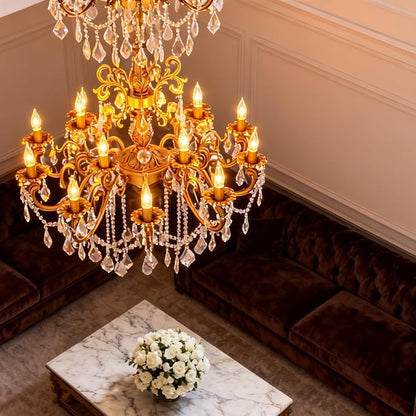 Large Crystal Chandeliers Contemporary Chandelier Island Lighting 20 Lights Candle Pendant Ceiling Light Fixture for Living Room Staircase Hallway Entry High Ceilling H50''