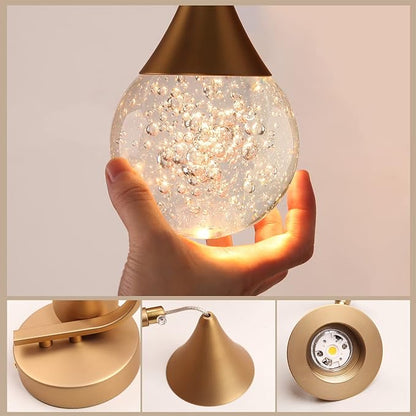 Modern Waterdrop Wall Light, 5W Led Wall Sconce Bubble Glass Wall Lamp for Bedroom, Living Room, Hallway, 3300k Warm White | Dimmable | Matte Brass