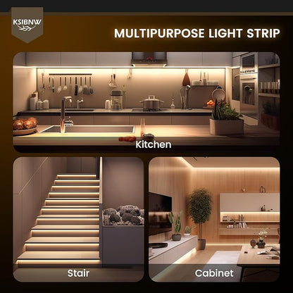 COB LED Strip Lights 32.8ft/10m, 24V LED Light Strip, Warm White 3000K Under Cabinet Lighting, Super Bright Flexible Tape Lights for Bedroom,Mirror,Kitchen,Living Room(Power Supply Not Included)
