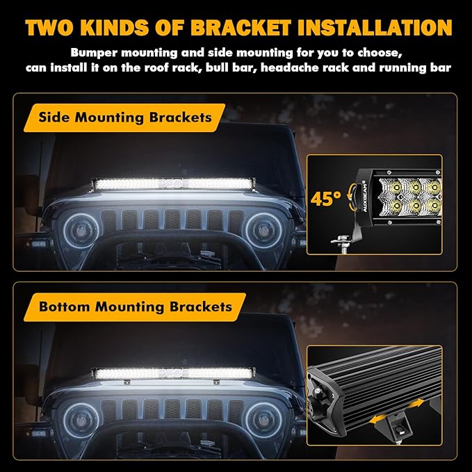 Auxbeam 42 Inch 360W LED Light Bar, 5D Pro Series Dual Row Spot Flood Combo Off Road Lights, 44000LM Driving Off Road Lights with 10FT Wiring Harness Kit for Jeep SUV UTV ATV Pickup Truck