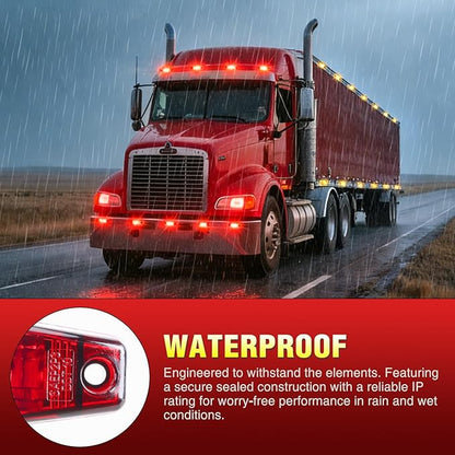Nilight 2.5 Inch Oval Side Marker Clearance Light 2 LED 4 Amber & 4 Red 80LM High Lumen Waterproof Surface Mount 12V Direct Wire for Truck Trailer Boat RV Semi