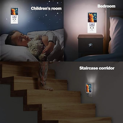 Cat Night Light, Lonely Ginger Cat Night Lights Plug into Wall Decor for Bedroom, Bathroom, Hallway, Kitchen, Dusk to Dawn Sensor Nightlights for Boys Girls Women Men Room Gifts