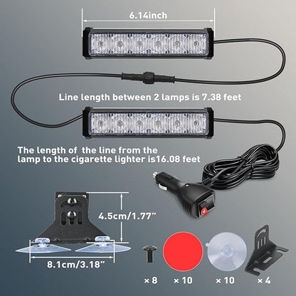 Nilight 12LED Emergency Strobe Traffic Advisor Light Bar 2 in 1 Blue Dash Warning Safety Flashing Lights Front/Rear Windshield Construction Lights for Trucks Cars Plow Police Firefighter Vehicles