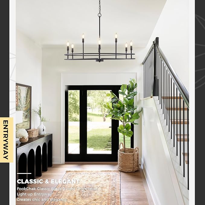 Black Chandeliers Light Fxiture, Modern Round Chandelier 9-Light Metal Candle Chandeliers Dining Room Chandelier Over Table Master Bedroom Chandelier Lighting for Living Room Foyer 35in