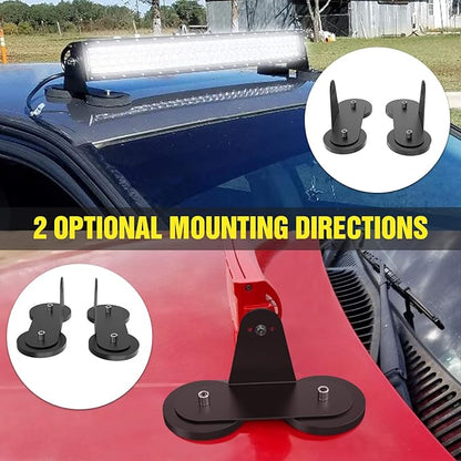 Nilight 2PCS Magnetic Base LED Light Bar Mounting Brackets, Powerful Sucker Holder for Straight Curved Side-Mounted Light Bar Mounting on Hood Roof, 2 Years Warranty, Black