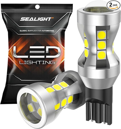 SEALIGHT 921 LED Bulb Reverse Light with 3030-SMD LED Chips, 912 906 904 W16W T15 921 LED Bulb with Projector Replacement for Tail backup reverse Lights, Plug and Play, 6000K White, Pack of 2