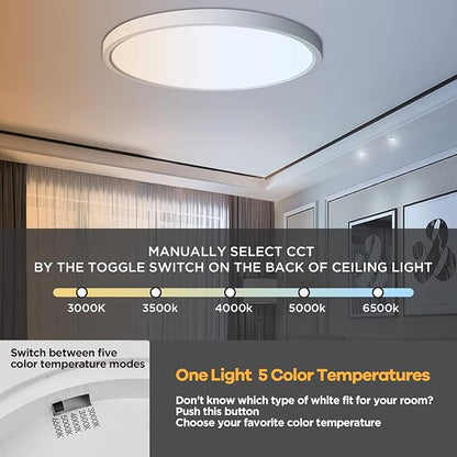 TALOYA Dimmable Flush Mount Ceiling Light,10Inch,20W,5 CCT,LED Ceiling Light Fixture for Bedroom,Kitchen,Living Room,White