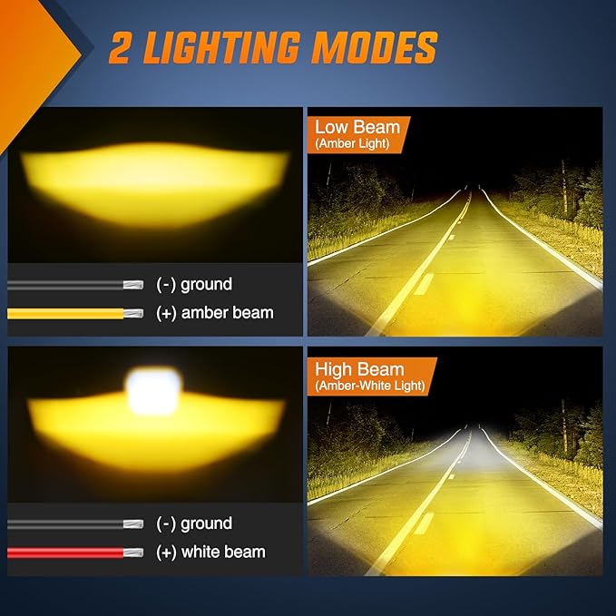 Nilight Motorcycle Driving Lights 2.7 inch White Amber Spot Beam Fog Light LED Pods IP67 Waterproof Auxiliary Offroad Lighting for Motorbike Dirt Bike e-Bike Scooter Snowmobile ATV UTV SUV Truck