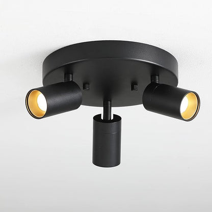 Shura - Round 3-Light Black Integrated LED Ceiling Light w/ Rotatable Heads, Adjustable Flush Mount Ceiling Light, 3000K, 1365 Lumens