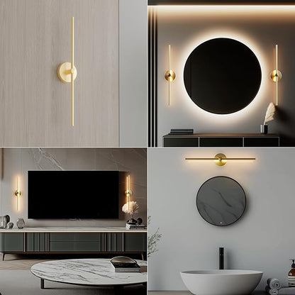 ZAGO 24 Inch LED Indoor Linear Wall Sconces Set of Two, 3CCT Switchable, Brushed Golden, Hardwired and Wall Mounted, Dimmable for Living Room, Hallway, Bedroom, 120-277V, 14W, 900LM, ETL Certified