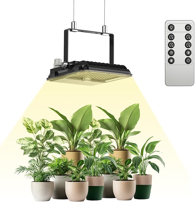 SANSI Dimmable LED Grow Light, 3000K 5000K 660nm 730nm Full Spectrum 45W (340W Equiv.) with Remote, Auto On Off Timing 4 8 12 Hrs, IP65 Waterproof Plant Light