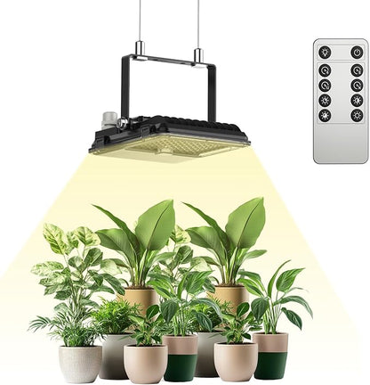 SANSI Dimmable LED Grow Light, 3000K 5000K 660nm 730nm Full Spectrum 45W (340W Equiv.) with Remote, Auto On Off Timing 4 8 12 Hrs, IP65 Waterproof Plant Light