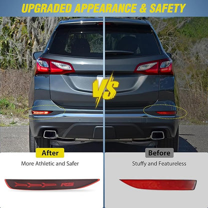 Nilight Rear Bumper Tail Light Compatible with 2017 2018 2019 2020 2021 2022 Chevy Equinox Red Lens LED Reflector Rear Bumper Lamps Brake Turn Signal Sequential Flashing Driving Taillights Replacement