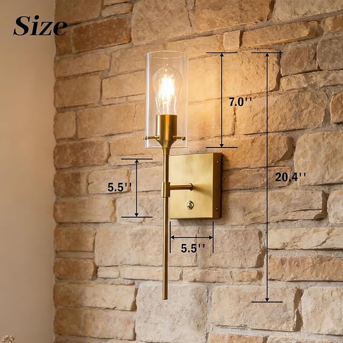 Battery Operated Wall Sconce with Remote Control, Dimmable Wall Mounted Light Set of Two Rechargeable, Gold Cordless Wall Lamp for Bedroom Bathroom Kitchen Vanity Mirror, Bulb Included