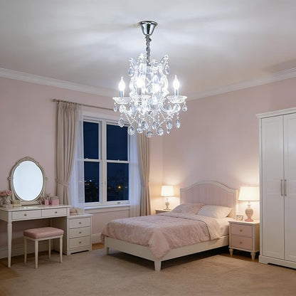 Modern Crystal Chandelier Light Fixtures 4-Light,Luxury K9 Clean Crystal Ceiling Pendant Light for Kitchen Island,Dinning Room, Bedroom,Hallway,Bathroom (4 Lights)