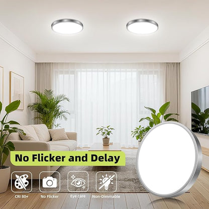 hepside 2PACK Flush Mount LED Ceiling Light Fixture 5CCT 7Inch 15W & 100W Equivalent Closet Light Fixture,Small Round Slim Surface Ceiling Lamp for Hallway,Bathroom,Bedroom,Kitchen,Interior