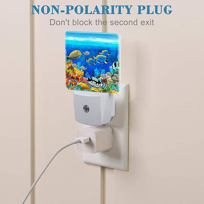 Colorful Seabed Coral Reef Night Light for Kids, LED Night Light Plug into Wall with Dusk to Dawn Sensor for Girls Boys Women Men Room Decor, Hallway, Kitchen, Bathroom, Nursery, Stairs