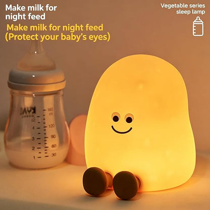 IN HAPPY Silicone Night Light for Kids - Rechargeable Squishy Potato LED Nursery Lamp with Warm Glow, Cute Kawaii Room Decor & Breastfeeding Buddy, Fun Birthday Gift for Teen Girls & Toddlers