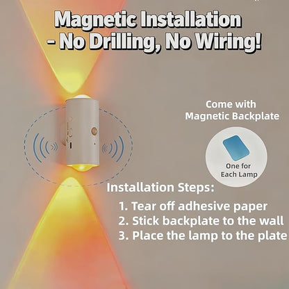 4 Pack Rechargeable Dynamic RGB LED Wall Lamp, Motion-Sensing Step Lights with Remote Control, 1200mAh Battery, Dimmable, Magnetic Mount for Staircase, Hallway, Bedroom, Kitchen, Bar