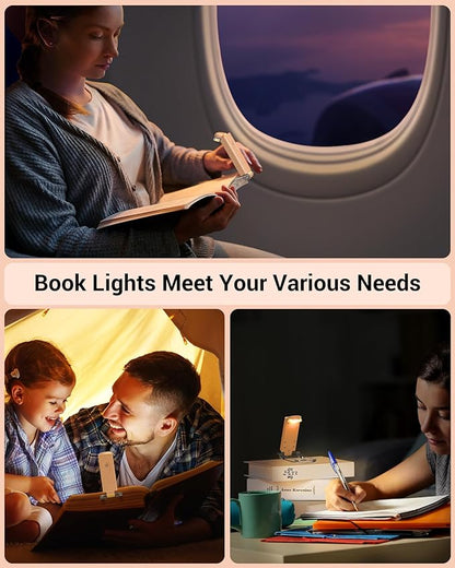 DEWENWILS USB Rechargeable Book Reading Light, LED Clip on Booklight Flexible Reading Lights in Bed, Car at Night, Warm White, Brightness Adjustable, Perfect for Bookworms, Kids (Peach Fuzz)