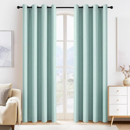 PONY DANCE Aqua Blackout Curtains 80 inch Long 2 Panels Set, Thermal Insulated Solid Grommet Closet Curtains for Bedroom Closet Door, Temporary Doorway Cover Room Divider Drapes, W 55" x L 80"