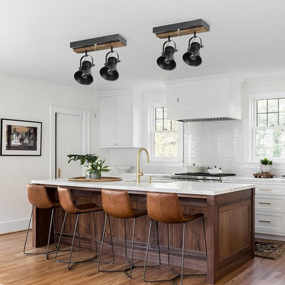 2 Light Kitchen Lighting fixtures Ceiling,Adjustable Ceiling Light with Pull Chain,Farmhouse Track Lighting fixtures Ceiling for Dining Room, Hallway,Bathroom.