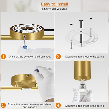 Plug in Track Lighting, LED Track Lighting Fixtures Ceiling Kit, Gold 8-Light Ceiling Light Plug-in, Wall Light with 15ft Power Cord, Rotatable Kitchen Spotlight for Bedroom(GU10 Socket, NO Bulb)