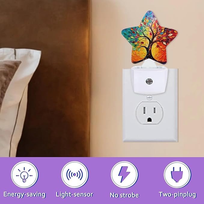 Tree of Life Night Light for Kids,Colorful Tree Night Lights Plug Into Wall, Lightweight Dusk to Dawn Light Sensor Warm Nightlights for Girls Boys Bedroom Nursery Basement