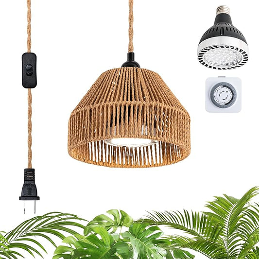 Grow Lights for Indoor Plants, Full Spectrum Plant lamp, with Timer and 15FT Power Cord, 30W Hanging Grow Lights，4000k Plant Light for Indoor Growing, Garden, Flowers, Greenhouse