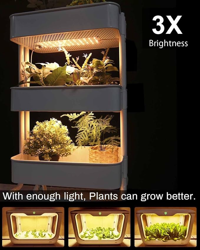 Grow Light,20W Ultra-Thin LED Grow Lights for Indoor Plants Full Spectrum, 6/10/12H Timer Plant Light, 132 LEDs Under Cabinet Plant Growing Lamp Strip for Seedlings, Veg, Flower 3-Pack