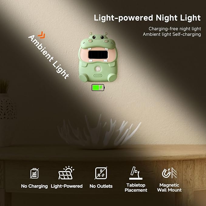 Light-Powered Motion Sensor Night Light, Magnetic Wall Mount/Tabletop, Auto On/Off, 3000K Warm White for Bedroom, Hallway, Bathroom, Kids Room, Best Thoughtful Gift for Holiday & Birthday