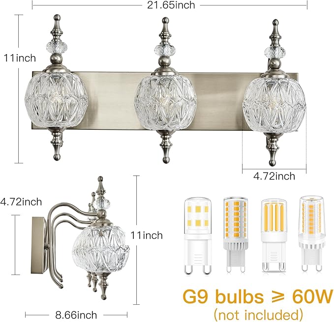 Brushed Nickel Vanity Lights Bathroom Vanity Light Fixtures Vintage 3-Light Bathroom Lighting Fixtures Over Mirror