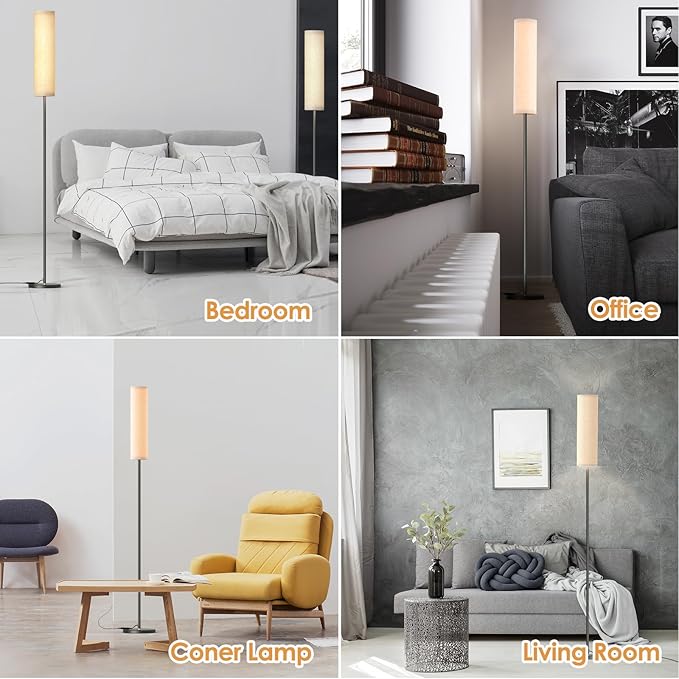 Floor Lamp for Bedroom Living Room Office with Remote Control Modern Living Room LED 4 Color Temperature & Stepless Dimmer, Standing Elegant Lamp 3000k-7000k (Round-Pale Yellow)