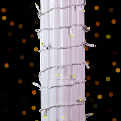 Novelty Lights 11ft Christmas String Lights, 50 Yellow LED Bulbs on White Wire, 2.5" Spacing, Connectable Indoor Outdoor Commercial Grade Lighting for Holidays Patio Weddings