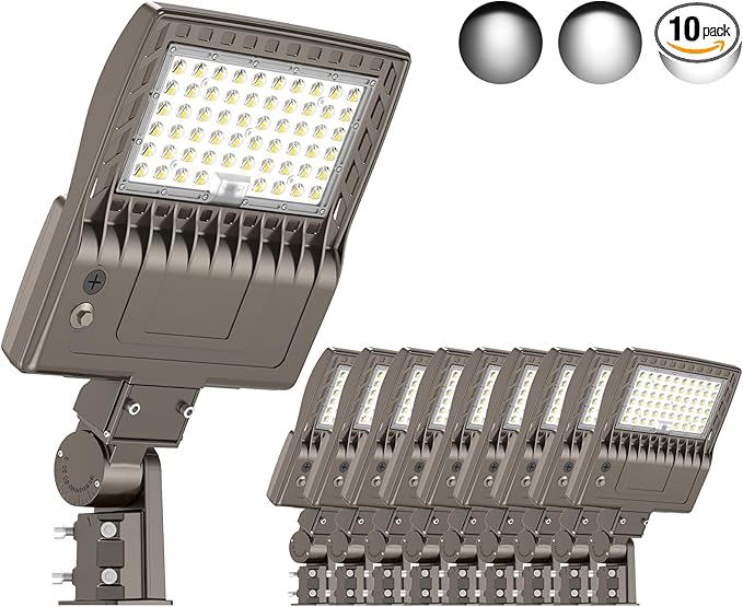 KUKUPPO 10Pack 240W LED Parking Lot Light Power Adjustable, LED Shoebox Flood Pole Light Outdoor Parking Lighting with Slip Fit 36,000LM 5000K IP65 Waterproof 100-277V UL Listed