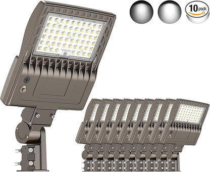 KUKUPPO 10Pack 240W LED Parking Lot Light Power Adjustable, LED Shoebox Flood Pole Light Outdoor Parking Lighting with Slip Fit 36,000LM 5000K IP65 Waterproof 100-277V UL Listed