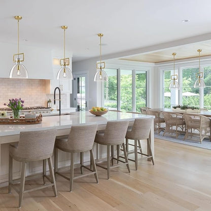 10 Inch Knurled Large Brass Blown Glass Modern Kitchen Island Pendant Light Fixtures,1 Light Island Pendant Lighting,Single Pendant Light,for Foyer, Entryway, and Dining, Includes Two Bulbs