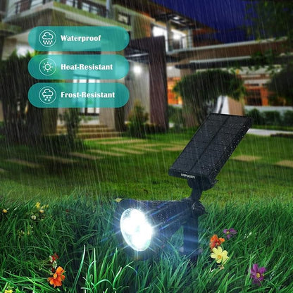 URPOWER Solar Lights Outdoor, 2-in-1 Solar Spot Lights Waterproof with 2 Lighting Modes, Adjustable Solar Powered Spotlights Auto On/Off Landscape Lights for Yard Garden Pathway, 1 Pack (Cool White)