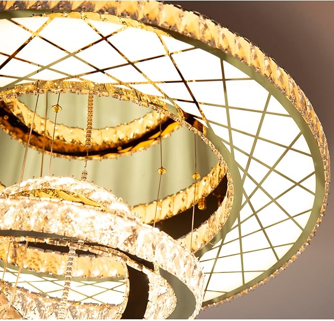 HAIXIANG LED Chandeliers for Dining Room Ceiling Light, 32in Flush Mount Chandelier Light Fixtures with Dimmable Lights Bright Lighting for Living Room Bedroom Entryway Gold