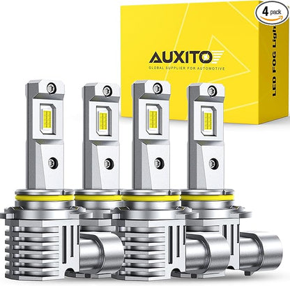 AUXITO 9005/9006 Bulb, 1000% Brighter, 1:1 Mini Size No Adapter Needed, 5 Min Quick Install, No Flicker, 99% Compatibility, Pack of 4