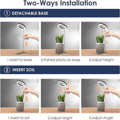 IMVSINCERE Halo Grow Light for Indoor Plants 72 LEDs - Adjustable Height （6.5-25 in） Full Spectrum LED Growing Lamp with Base, Auto On/Off Timer (3/9/12H), 10 Dimmable Brightness, 5V Adapter 160MM