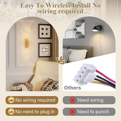 camuucci Battery Operated Wall Sconces Set of 2 Rechargeable Battery Powered Wall Light with 12000mAh Not Hardwired Dimmable Wall Lamp Fixtures for Bedroom Living Room Gold 25.6 Inches