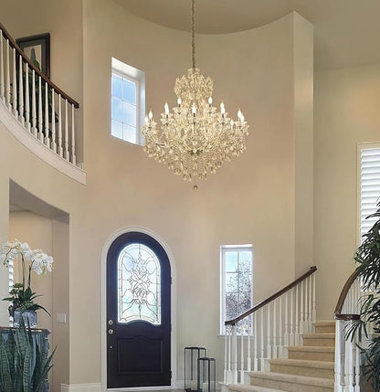 Large Luxurious Crystal Chandeliers Transparent 19 Lights,Modern K9 Crystal Chandelier Light Fixture for Living Room, Kitchen, Dinning Room, Foyer stairwell (19 Lights 2-Tier)
