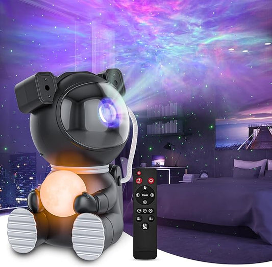 Cayclay Astronaut Galaxy Projector, Star Projector with Timer and Remote, Night Light with Moon Lamp, LED Nebula Lamp for Kids Adults, Room Decor Gift (Black)